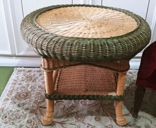 Tavolino Vimini Rotondo BONACINA Bambù Rattan bamboo Vintage