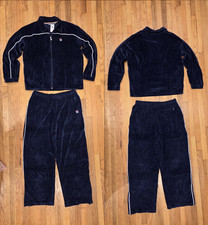 Vintage Men Fila Navy with White Velour Sweatsuit Tracksuit Velvelt NWT Sz 3XL