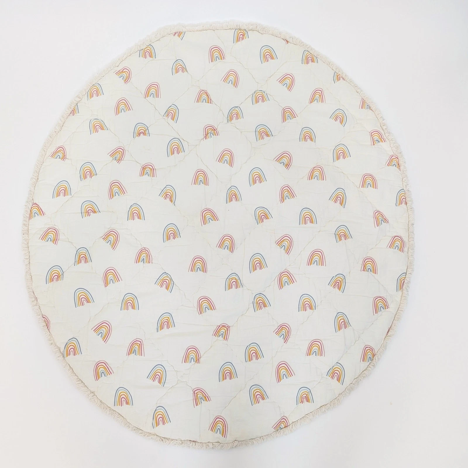 Pehr Baby Playmat 40" Round Rainbow Happy Days Reversible Quilted Pad Cream
Opens in a new window or