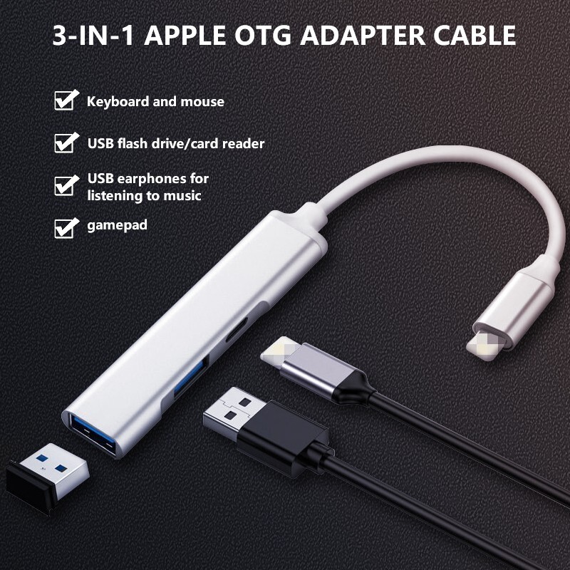Otg Hub Ipad Lightning Usb Hub USB Port Hub Splitter For Apple