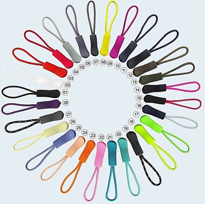 JR Reißverschluss Abzieher Etikettierschnur 5, 10, 20, 40 PACK + 45 Diff. FARBEN AUF LAGER (UK)