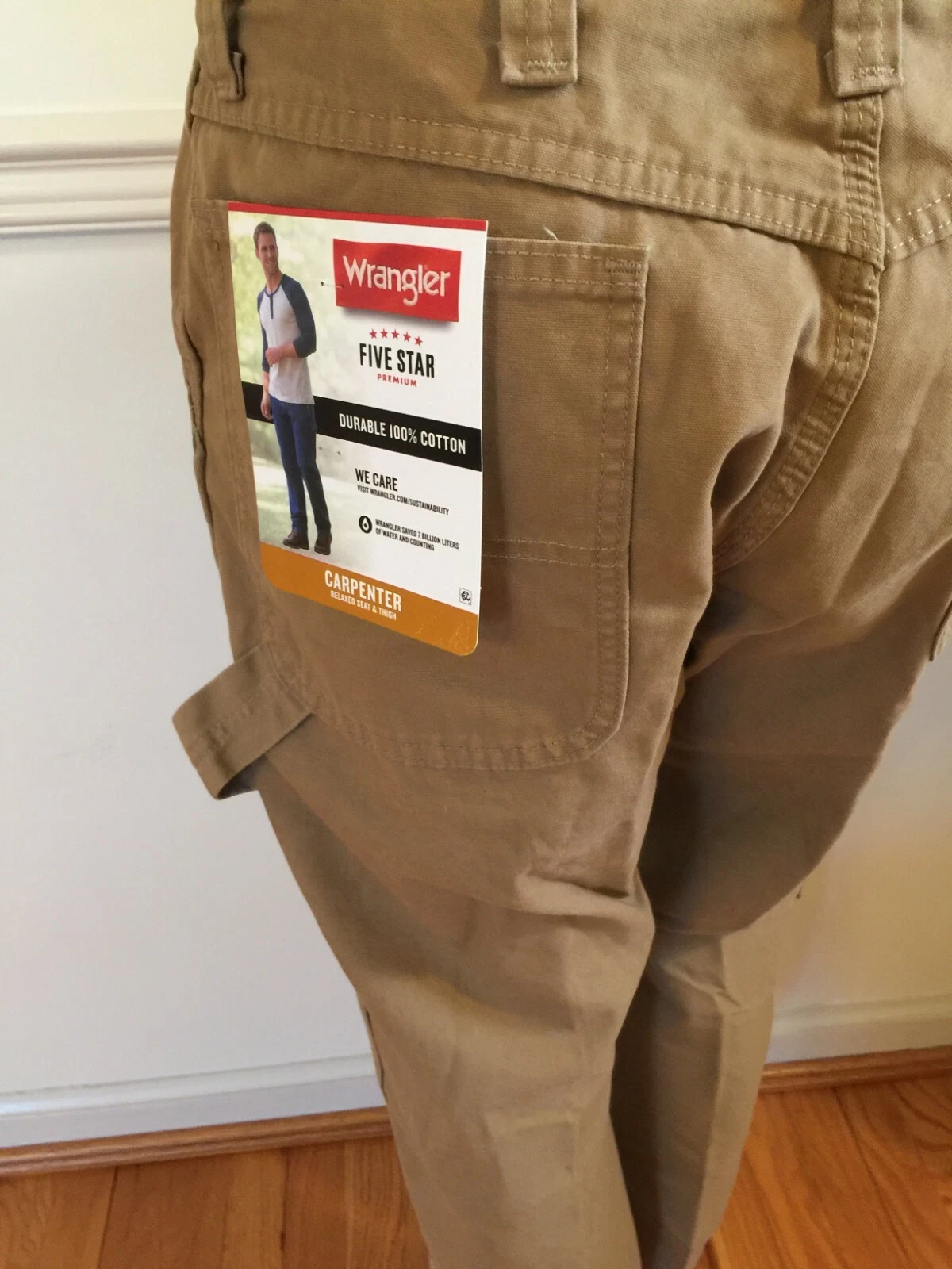 NWT MEN'S Wrangler Carpenter Relaxed 7 Pocket Pants Cotton Some Triple Stitching