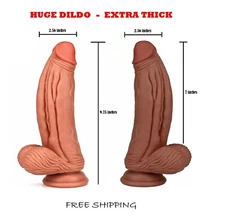 Silicone HUGE Dildo Suction Thick Big Penis Dong Anal G-spot Sex Toy Women Men