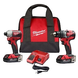 Milwaukee 2892-22CT 2-PC M18 COMP DRILL DRIVER / Impact DRIVER (2) BATT KIT