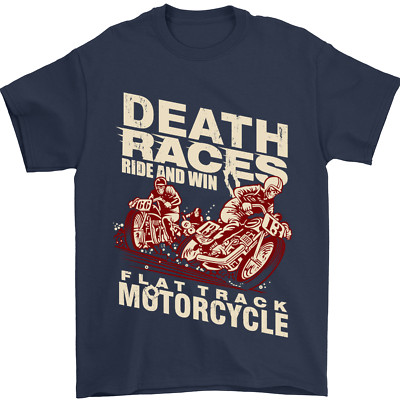 Death Races Flat Track Motorrad Biker Herren T-Shirt 100% Baumwolle