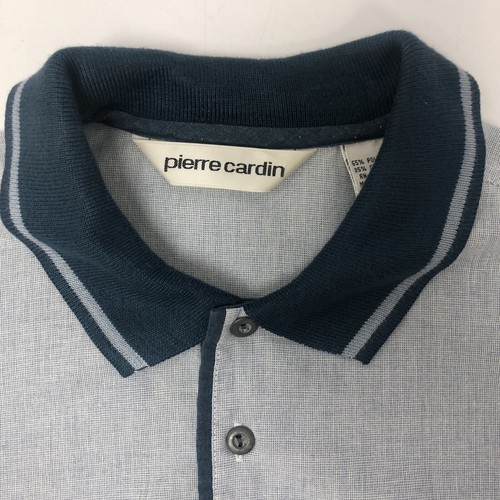 Vtg 80’s Pierre Cardin Men Blue White COLOR BLOCK Polo Pull Over SURFER Shirt S - Picture 8 of 8
