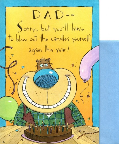 Funny Happy Birthday Dad TV Remote Control To Blow Out Candles Greeting Card - Picture 1 of 3