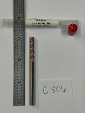 1 NEW HTC 3/16" DIAMETER CARBIDE ENDMILL. 174-4187. 4 FL SQ. 1-1/8" LOC C806