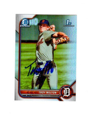 Troy Melton 2022 Bowman Detroit Tigers signed autograph baseball card Refractor