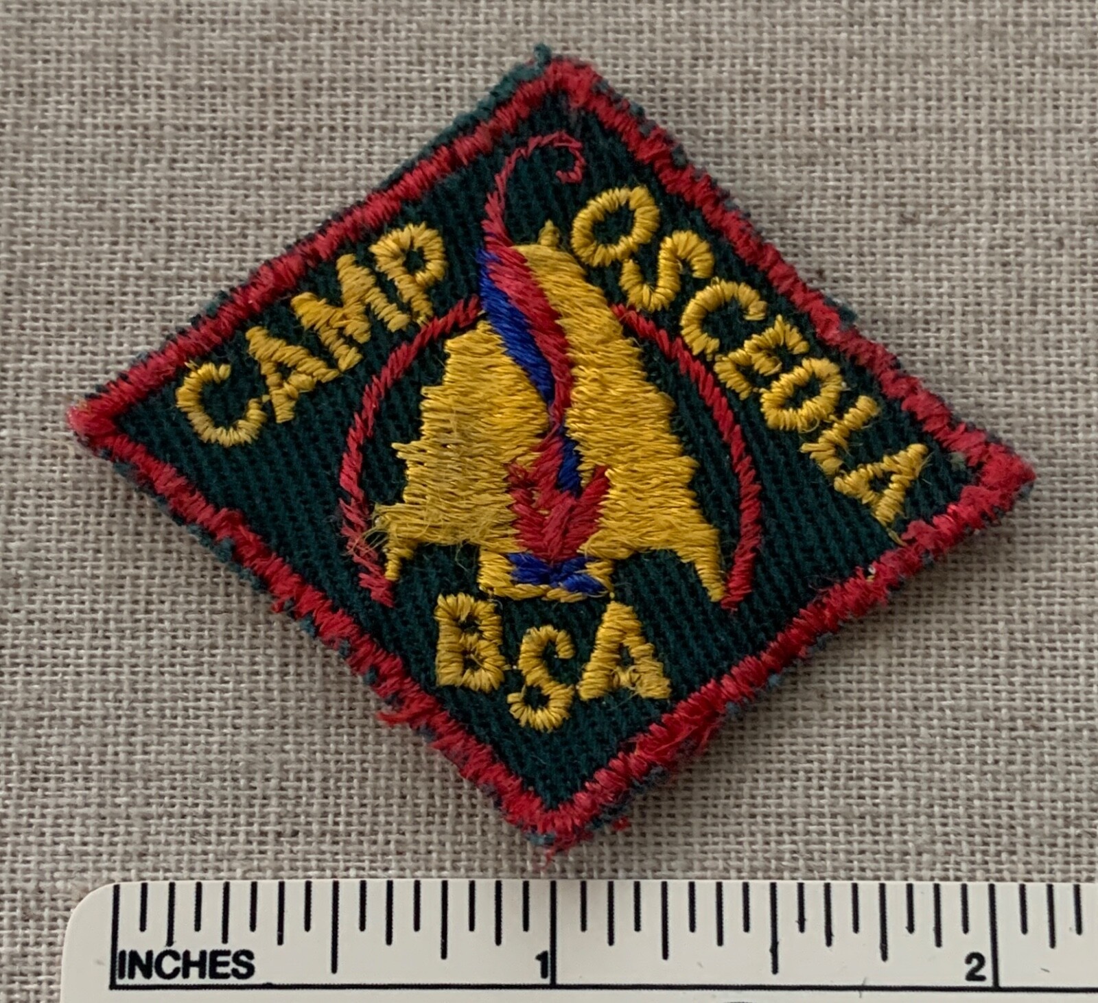 Vintage CAMP OSCEOLA Boy Scout Hat Diamond PATCH BSA Badge Camping