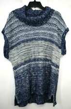 Christopher Banks Womens Blue Sweater Cowl Neck Shirt Sleeve Pullover Style XL