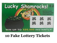 10 Pack FAKE LOTTERY TICKETS- Prank Gag Gift Phony Lotto Tickets-Great For Jokes