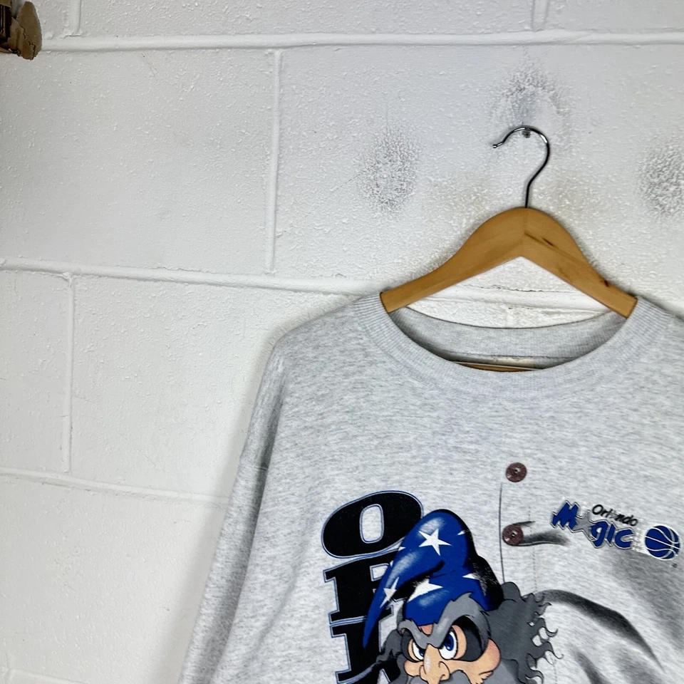 Vintage Orlando Magic Sweatshirt Mens Large Grey Nutmeg Wizard Crewneck 90s NBA* — 第 3/4 张图片
