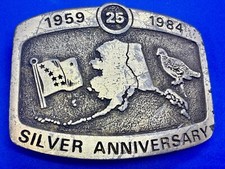 Alaska 1959-1984 25 Years Silver Anniversary Statehood Series Belt Buckle- Eldon