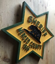 Police Merced County routed wood patch plaque sign Custom