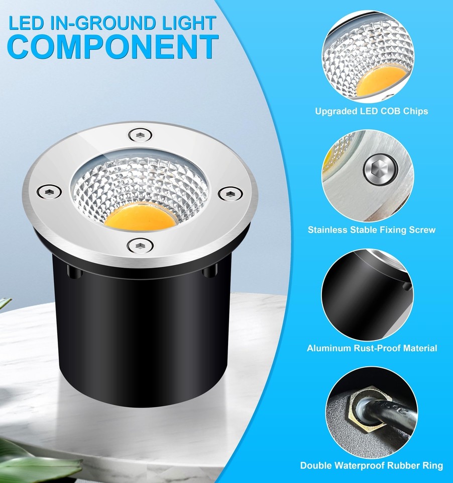 PUVORXI 10W Well Lights, AC/DC 1224V LED InGround Low Voltage Landscape Lig... eBay