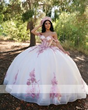 Elegant Off Shoulder Quinceanera Dresses Applique Beaded Pearls Bows Sweet 15 16