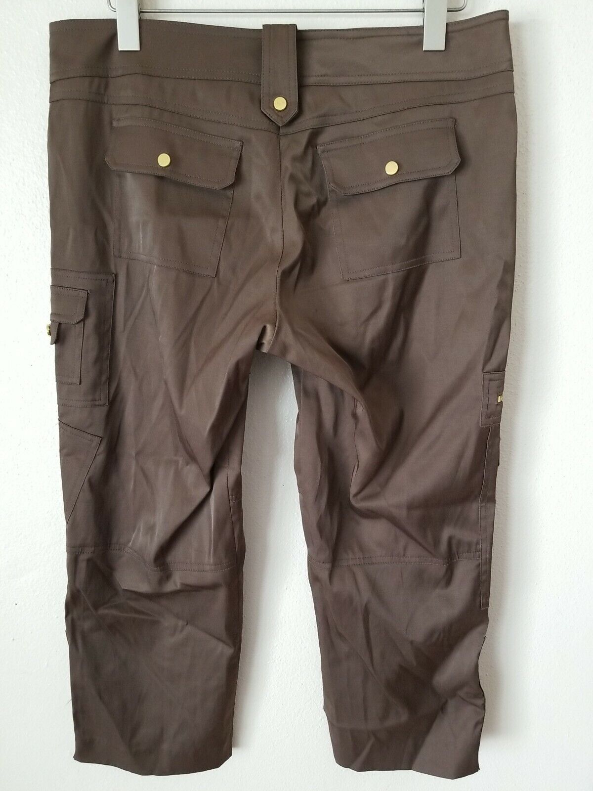 Cache Shiny Brown Capri Cropped Pants Rayon Cotto… - image 5
