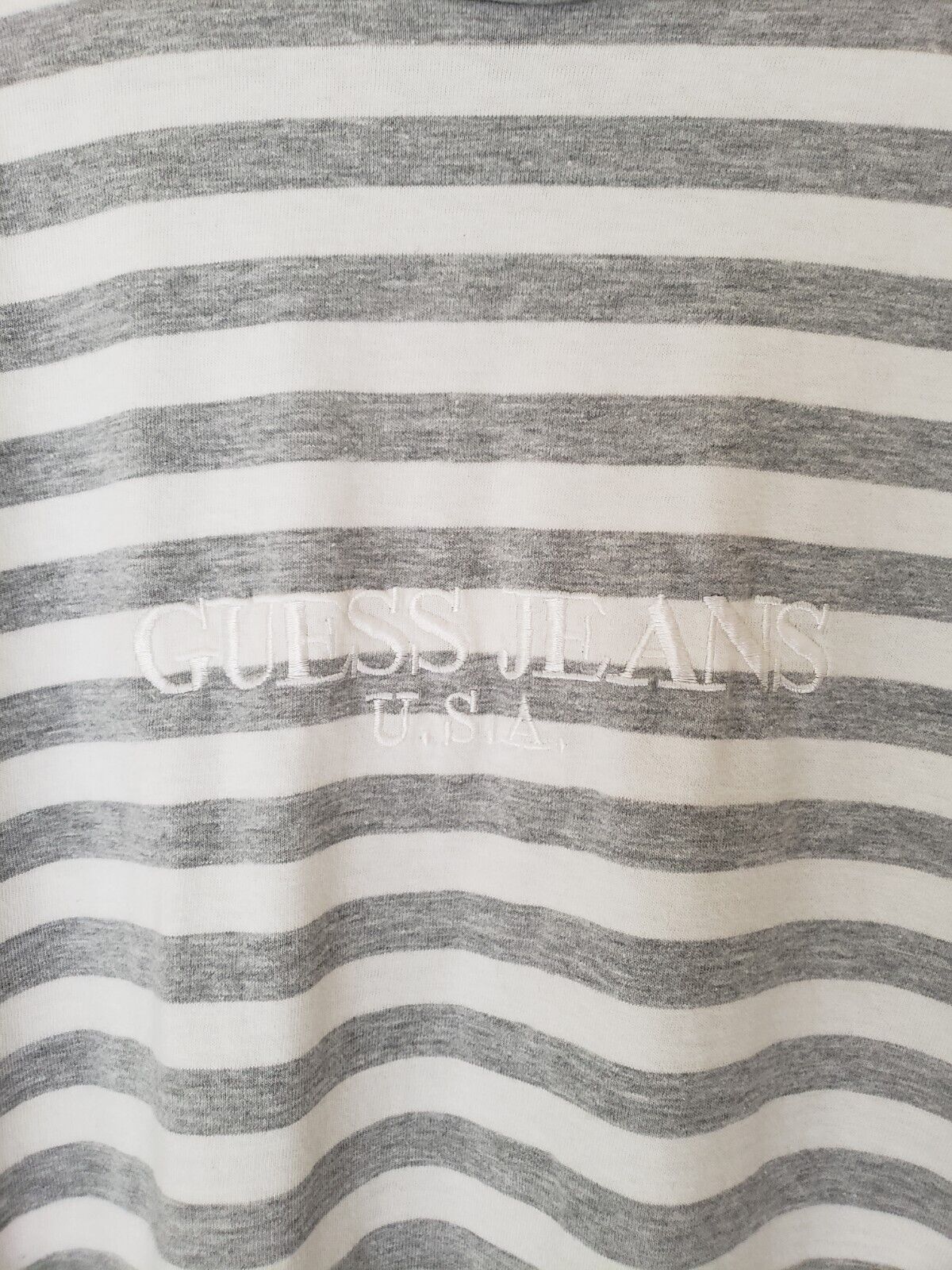 Vintage Guess Jeans Grey Striped Tee Made In USA - image 3