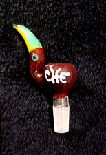 14mm Tobacco bowl Male- Glass Toucan art piece- made in the USA