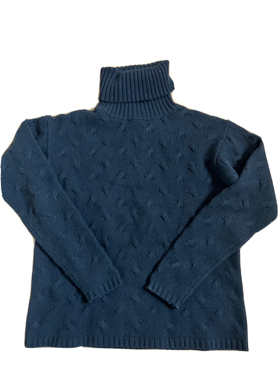 Belford Saks Fifth Avenue 100 CASHMERE Cable Knit BLACK