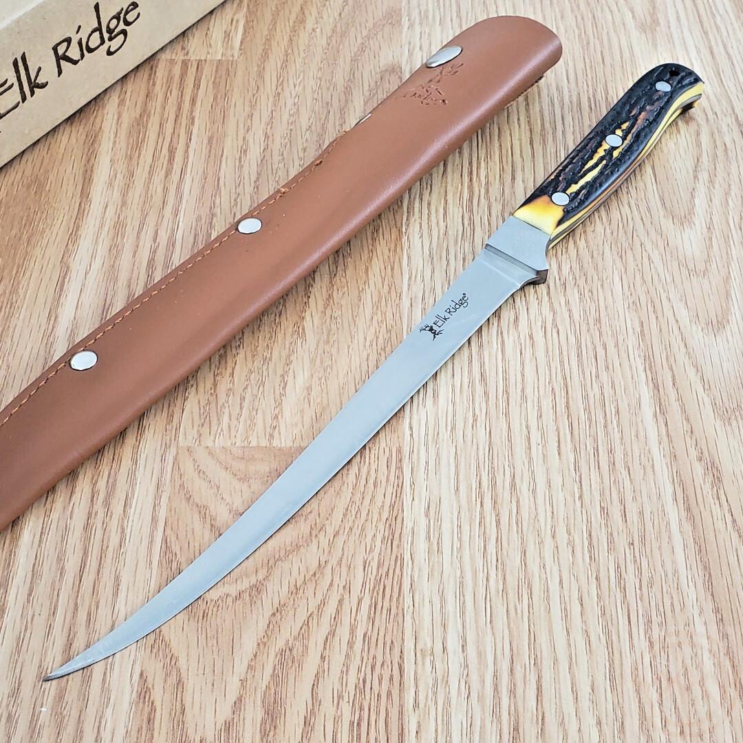 Elk Ridge Kitchen Knife 7.5" Satin Finish 3Cr13 Steel Fillet Blade POM Handle