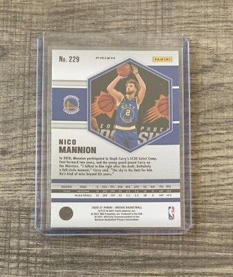 2020-21 Panini Mosaic Nico Mansion Reactive Yellow Prizm Rookie