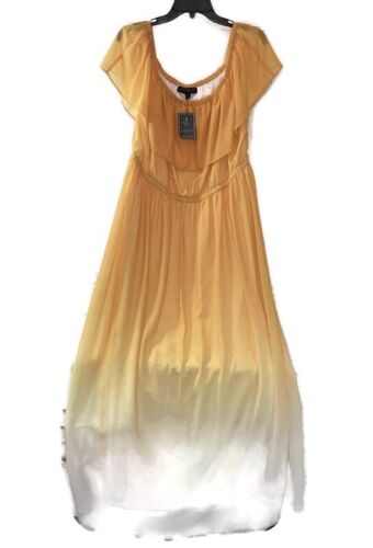 Lane Bryant Womens Multi-Way Dip Dye Flowy Maxi Dress Size 14/16 Yellow SP NWT