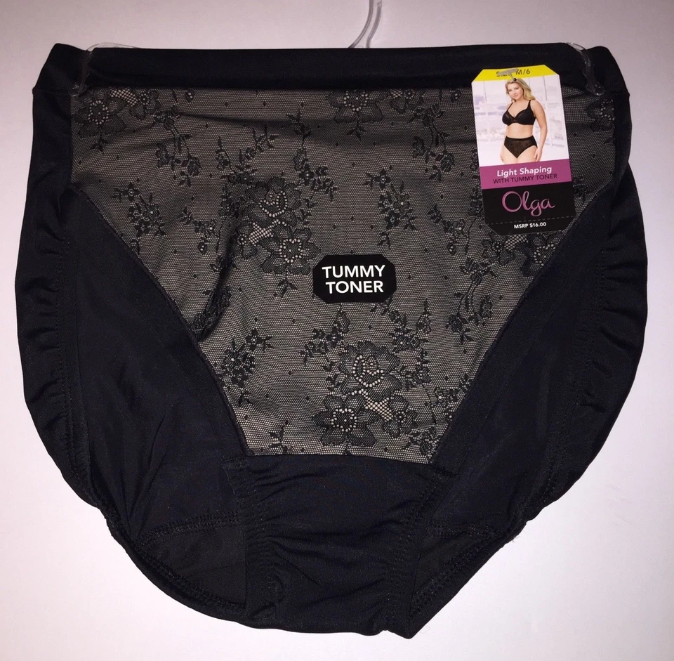 Olga Panties Hi Cut Lace Light Shaping Tummy Toner Shapewear Brief GT7961P NWT - Image 2 of 4