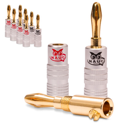 NAUC Bananenstecker 4mm schraubbar 24K vergoldet Lautsprecherkabel 10x Stecker