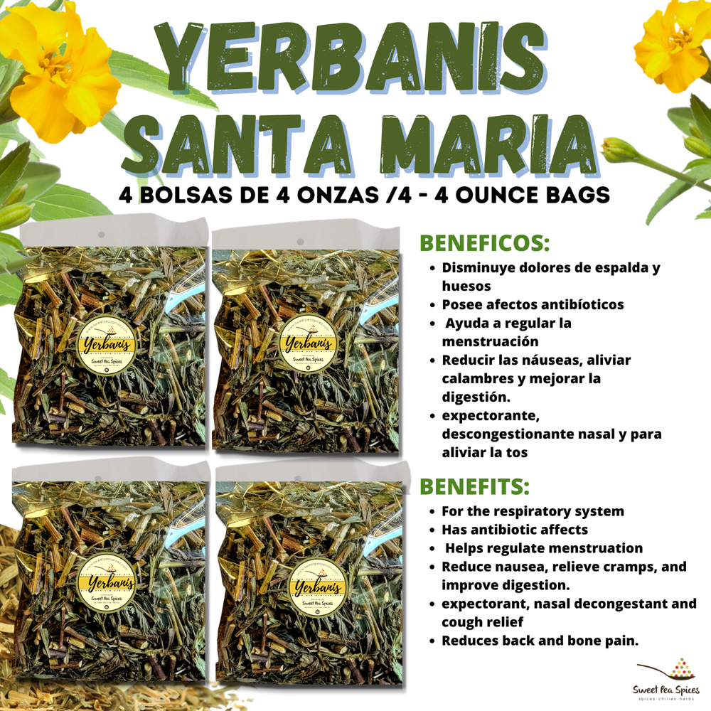 Yerbanis o Pericon regula periodo menstrual naturalmente 1 Libra (4 de 4oz)-453g
