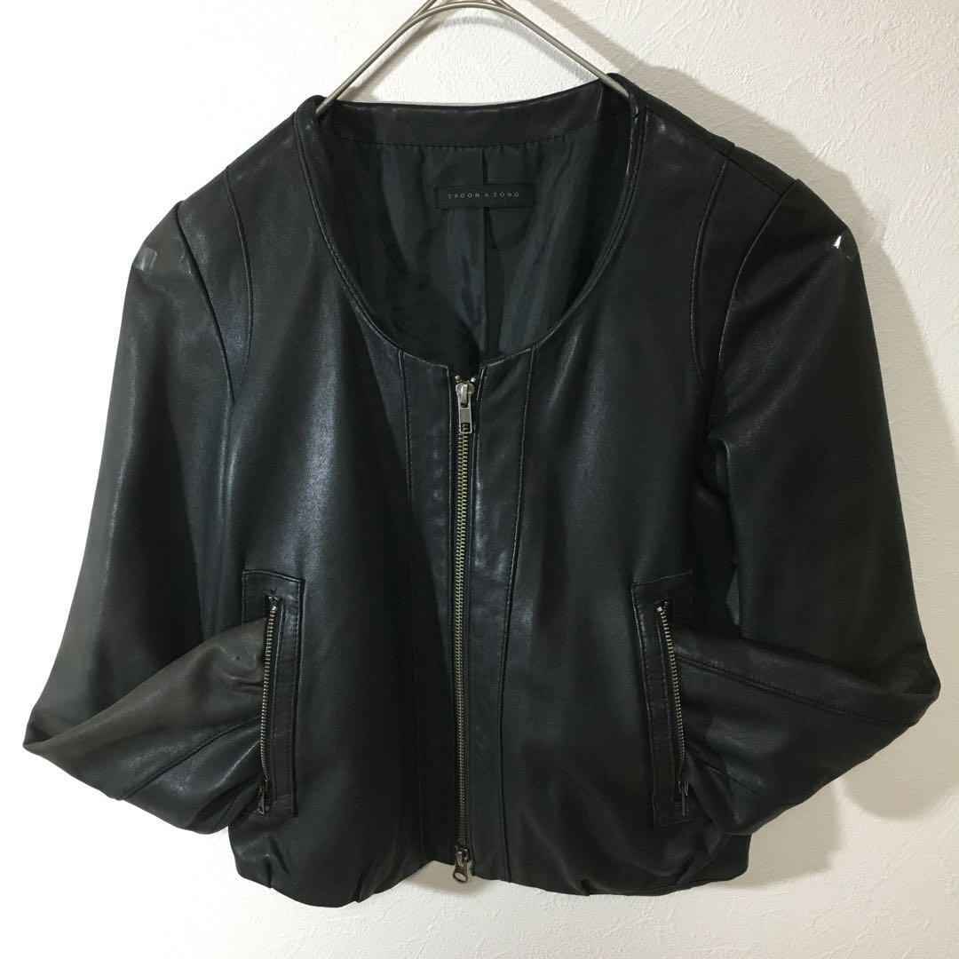 Vintage 90s no collar leather jacket Outer Size M from Japan | eBay
