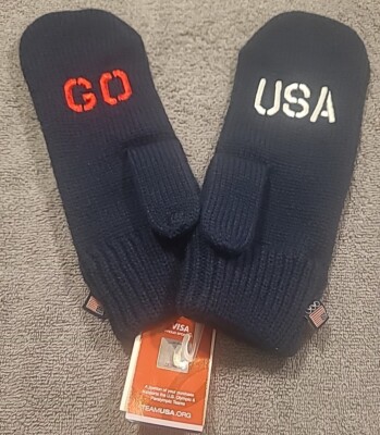GO TEAM USA Olympics Spell Out Outdoor Winter Mittens Gloves Snowboard Ski NWT
