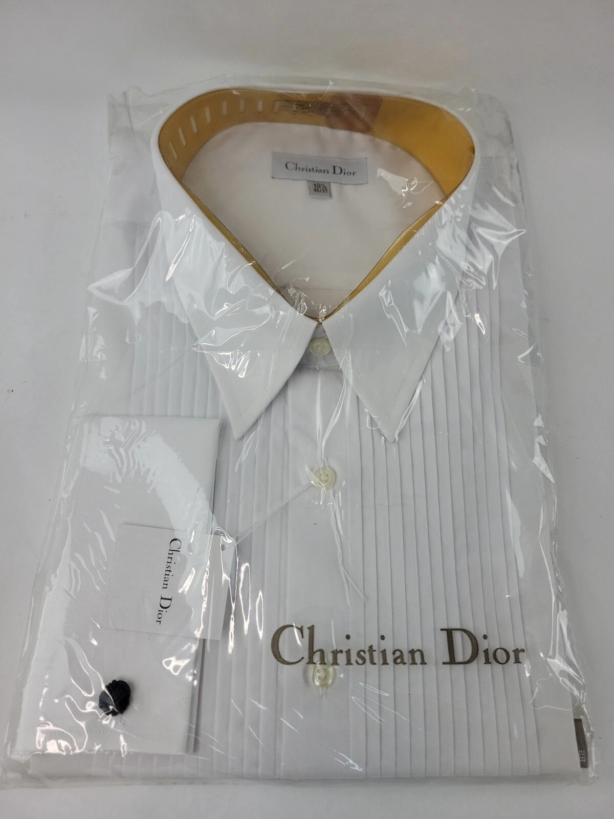 Camicia da notte lunga bianca uomo Christian Dior taglia 18 1 2 x 36 37.