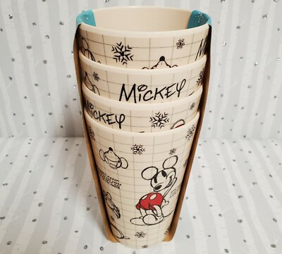 Disney Sketchbook Mickey Mouse Cups/Tumbler Set of 4 Bamboo Eco Friendly