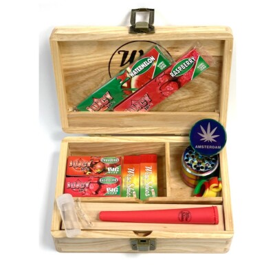 Holz Rolling Box Set Rolling Papers Juicy Jay Kegel Tube Glasspitze Stash Box