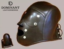100 GENUINE REAL LEATHER SENSORY DEPRIVATION BONDAGE GIMP HOOD / MASK
