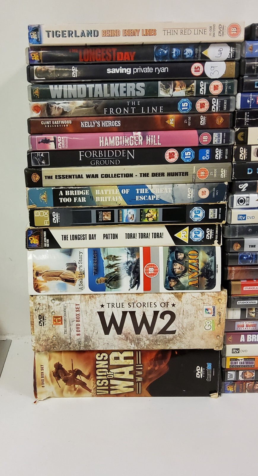 54 x War DVD JobLot Dunkirk Full Metal Jacket Jarhead Private Ryan