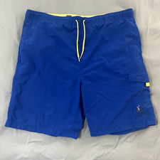 Vintage Polo Ralph Lauren Swim Shorts Mens L Blue Flesh Pony Yellow Mesh Lined