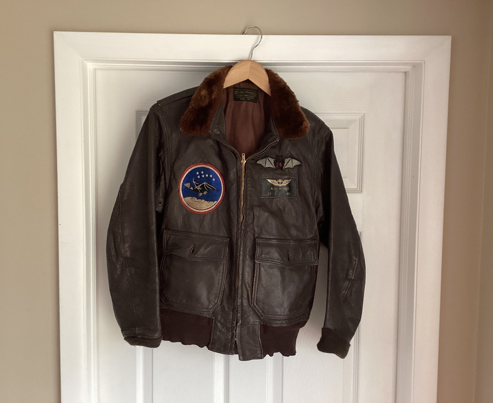 Veste De Vol USN G-1 Vintage - Cuir - Taille 40 - Bill Bros 1971 - État Correct Avec Usure