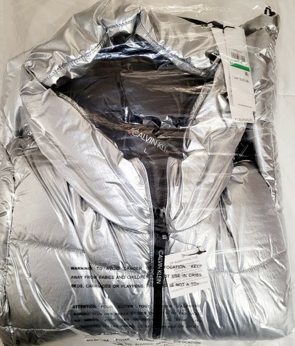 Calvin Klein Silver Metallic Hooded 