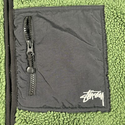 Stussy 8 Ball Sherpa Reversible Jacket Mens XL Extra Large Green