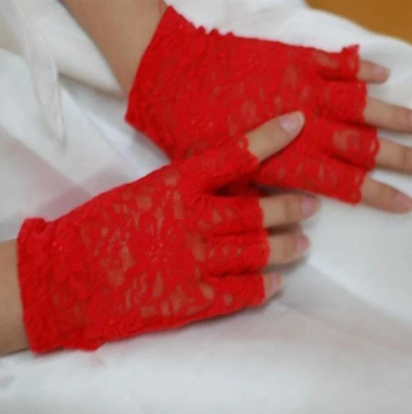 Mujeres Sexy Elegante Guantes de Encaje Guantes Cortos Sin Dedos Encaje Conducción Foto 2 de 4