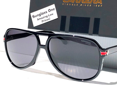 NEW CARRERA Shiny Black & Red UV Protective Grey Lens Sunglass 1045/S 807IR