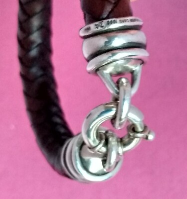 BARRY KIESELSTEIN CORD STERLING SILVER WOVEN BROWN LEATHER