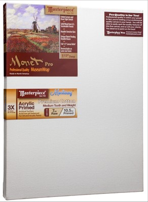 MASTERPIECE 10.5oz Cotton Medium Texture Stretched Canvas 16'' x 26'' White 2 Pack