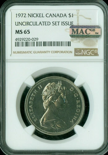 1972 CANADA $1 DOLLAR NGC MAC MS65 PQ SPOTLESS *