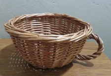 Vintage Wicker Rattan Coffee Tea Cup Basket PLANT HOLDER DECOR SMALL