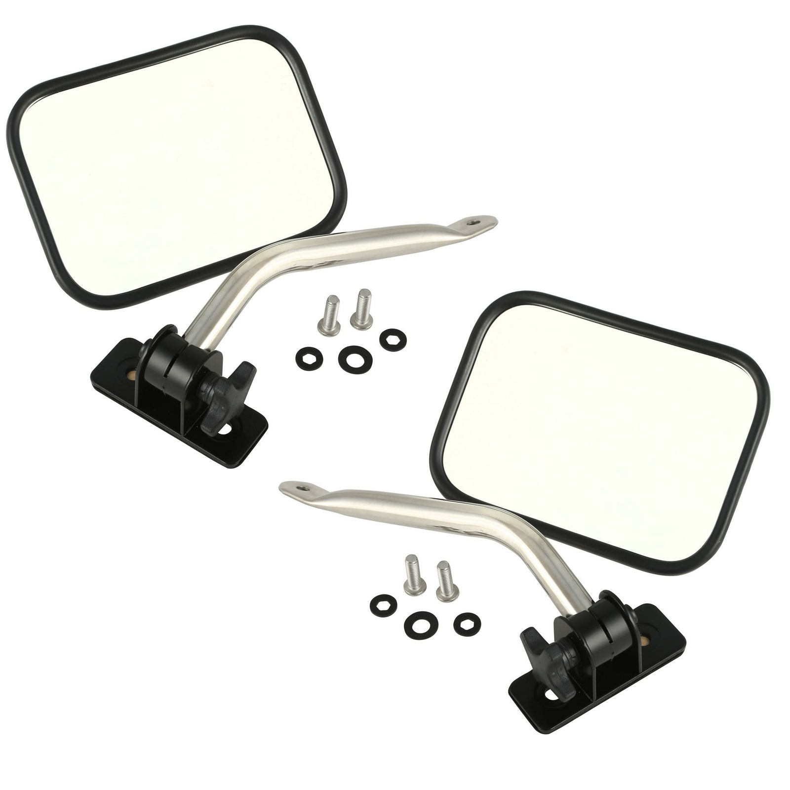 Éliminez les Angles Morts sans Portes : Kit Rétroviseurs Inox Jeep Wrangler 97-18