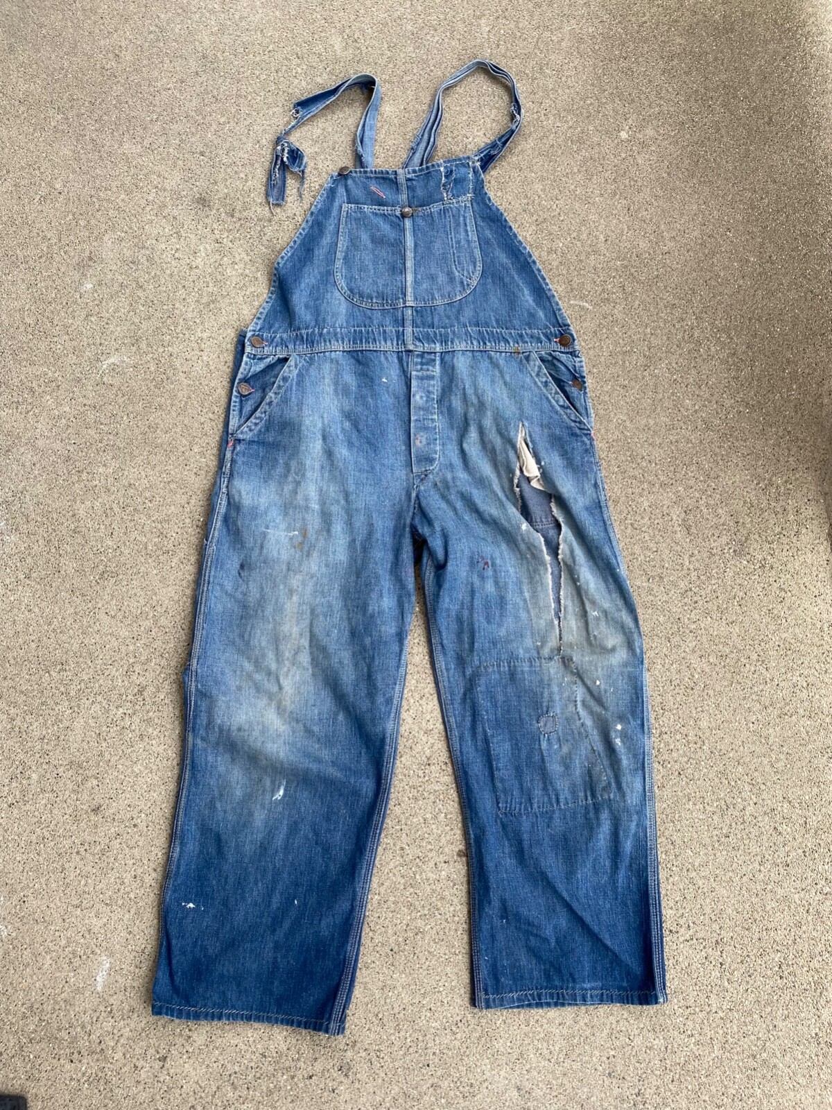 RARE 1930s Casey Jones 8OZ Brand Selvedge Denim Workwear Overalls Small